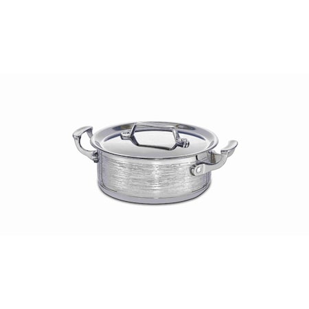 Bon Chef Cucina Casserole Pot W/ Lid, Rain Finish, Ind Btm, 8 5/8"Dia X 4 1/4"H, 2 Sq Hndls, 3 Qt 60000RAIN